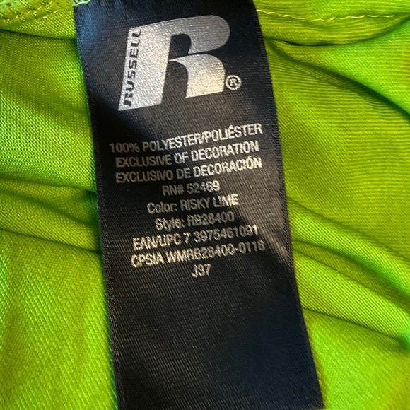 Russell Athletic Men's Lime Green Short Sleeve Tee - Picture 4 of 5